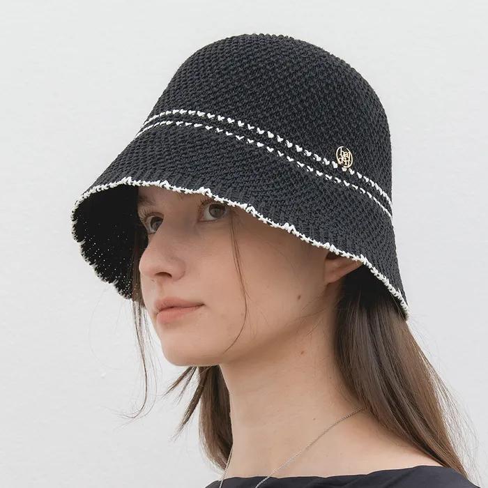 two line net bucket hat (C047_black)