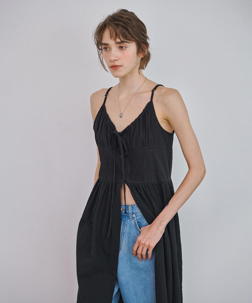 MARROT Pintuck Shirred Dress_Black