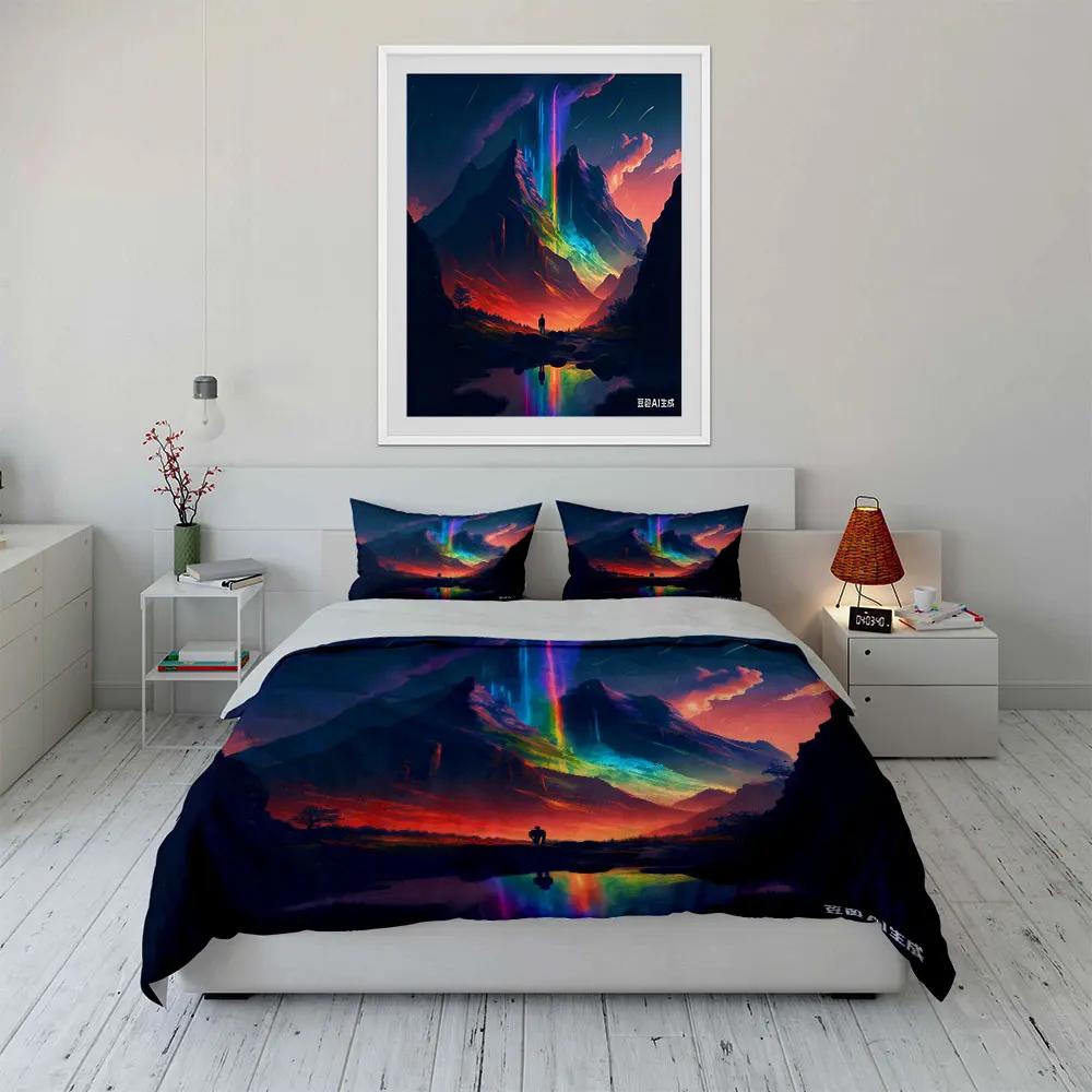 "Mountain Scenery Art Set" Multiple sizes kid's and adults' bedroom Exquisite 3PC bedding set, gift