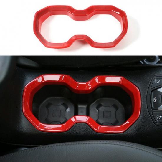 Front Water Cup Holder Frame Trim Cover Red For Jeep Renegade 2016+ Accessories