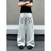 American reverse wear design star print drawstring scimitar sweatpants men and women jazz dance wide-leg pants couple casual pants