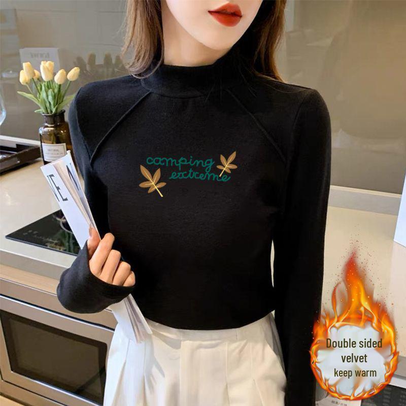 

Women s Half High Neck German Velvet Long Sleeve T-Shirt - Autumn/Winter Slimming Casual Top M (95-110 jin)