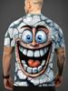3D Cartoon Face Print Men'S Round Neck T-Shirt – Summer Casual Fashion Top, Breathable Outdoor Wear for Running & Gym, Fun Gift Idea for Trendy
