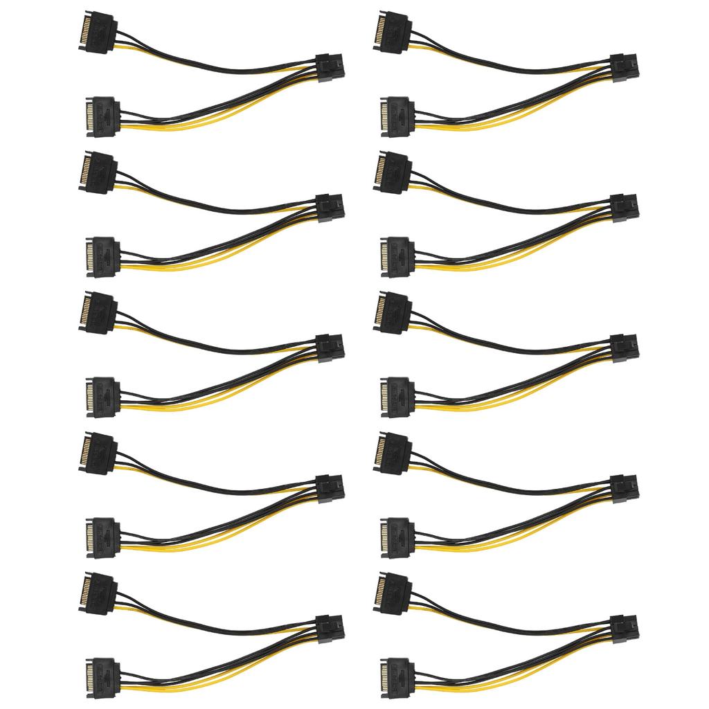 10pcs Sata Cable Dual 15pin To Graphics Card 6+2pin Graphics Card 8pin Power Extension Cable for Laptop Desktop
