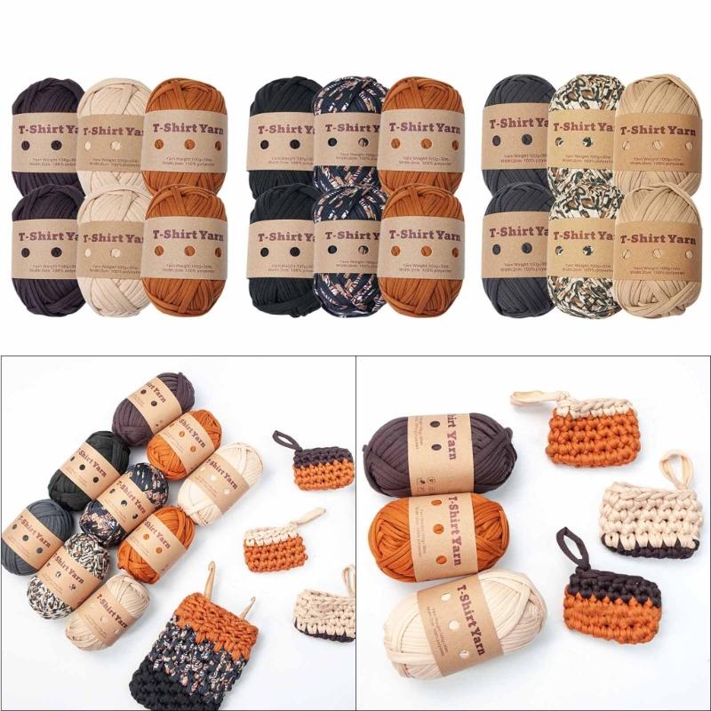6 Rolls Handmade Fabric Strip DIY T-shirt Yarn Knitting Yarn for Knitting, Crocheting and Crafting for Hand DIY Bag