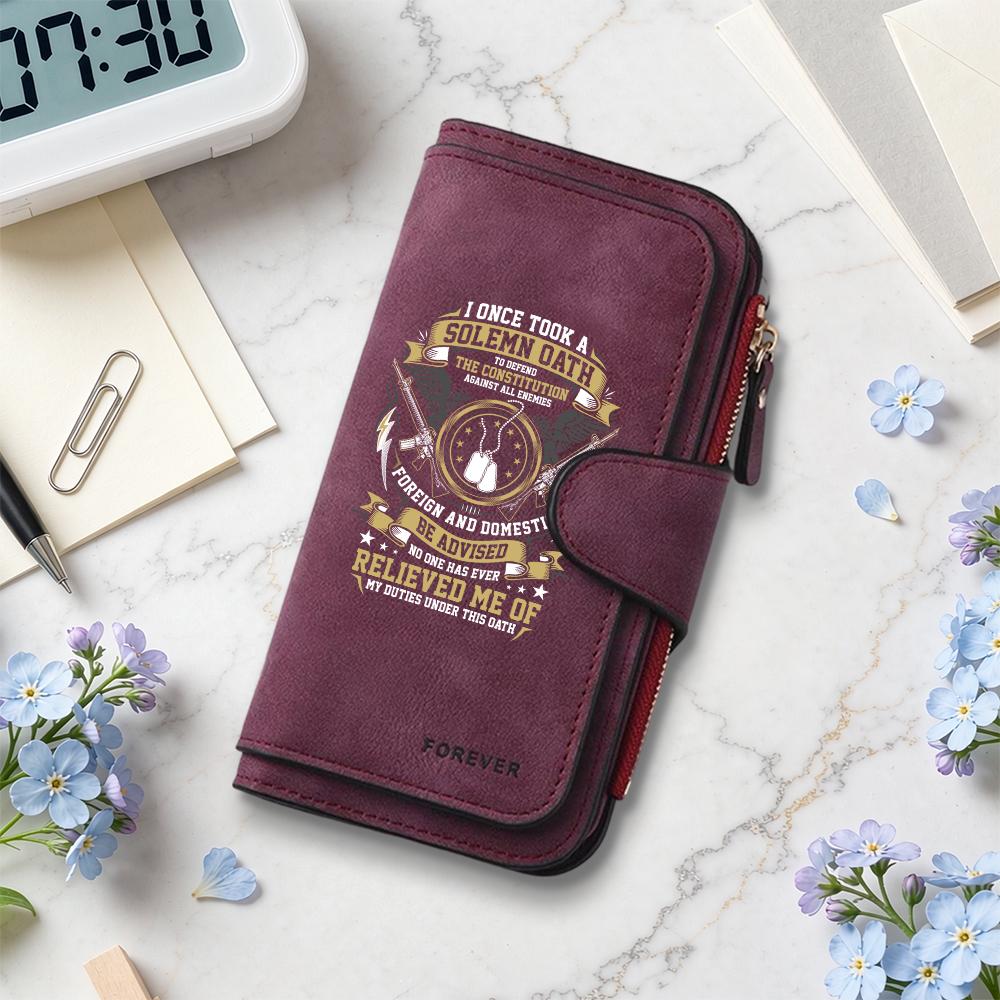 Veteran Oath Themed Long Wallet Fashion Casual Large Capacity Card Holder Daily Use Durable Purse