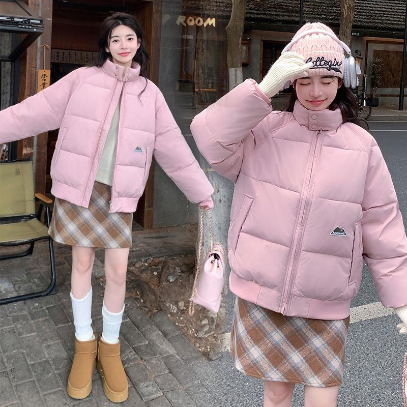 Winter Short Cotton-padded Clothes for Small Girls, New Loose Stand-up Collar Temperament Student Cotton-padded Jacket