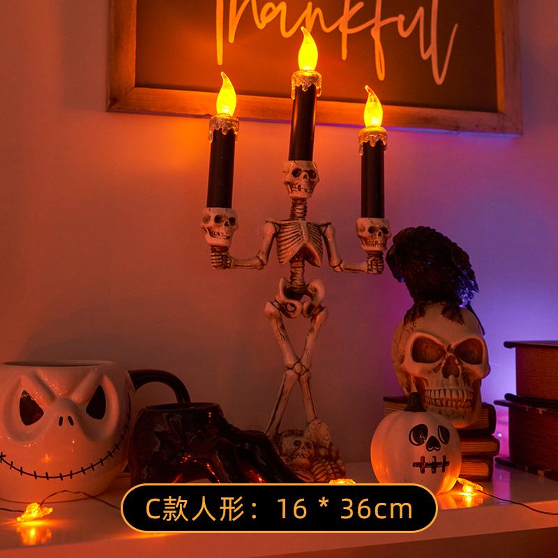 

Skull Candlestick LED Halloween candle holders Flameless Candles Holder Stand Horror Props Halloween Decoration House Decor