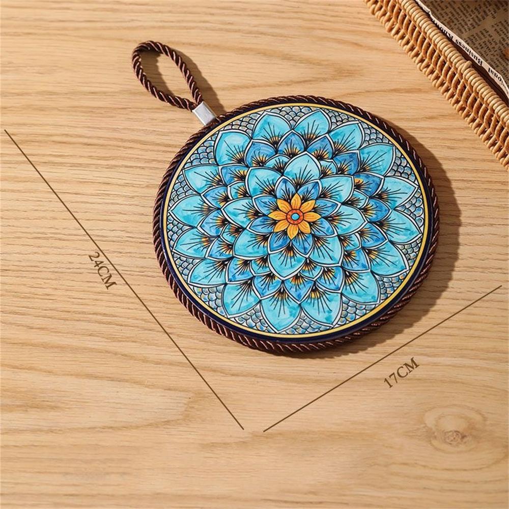 1pcs Ceramic Insulation Pad Ceramic Surface and Cork Bottom Construction with Hanging Rope Suitable for Serving Plates Cups Pans
