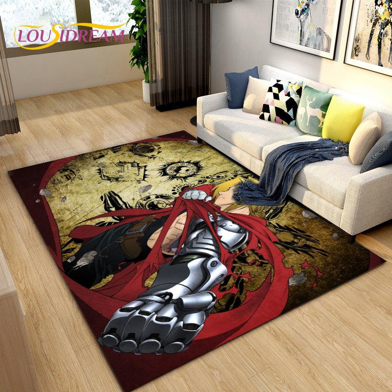 Fullmetal Alchemist Anime Cartoon Area Rug Large,Carpet Rug for Living Room Bedroom Sofa Doormat Decoration, Non-slip Floor Mat