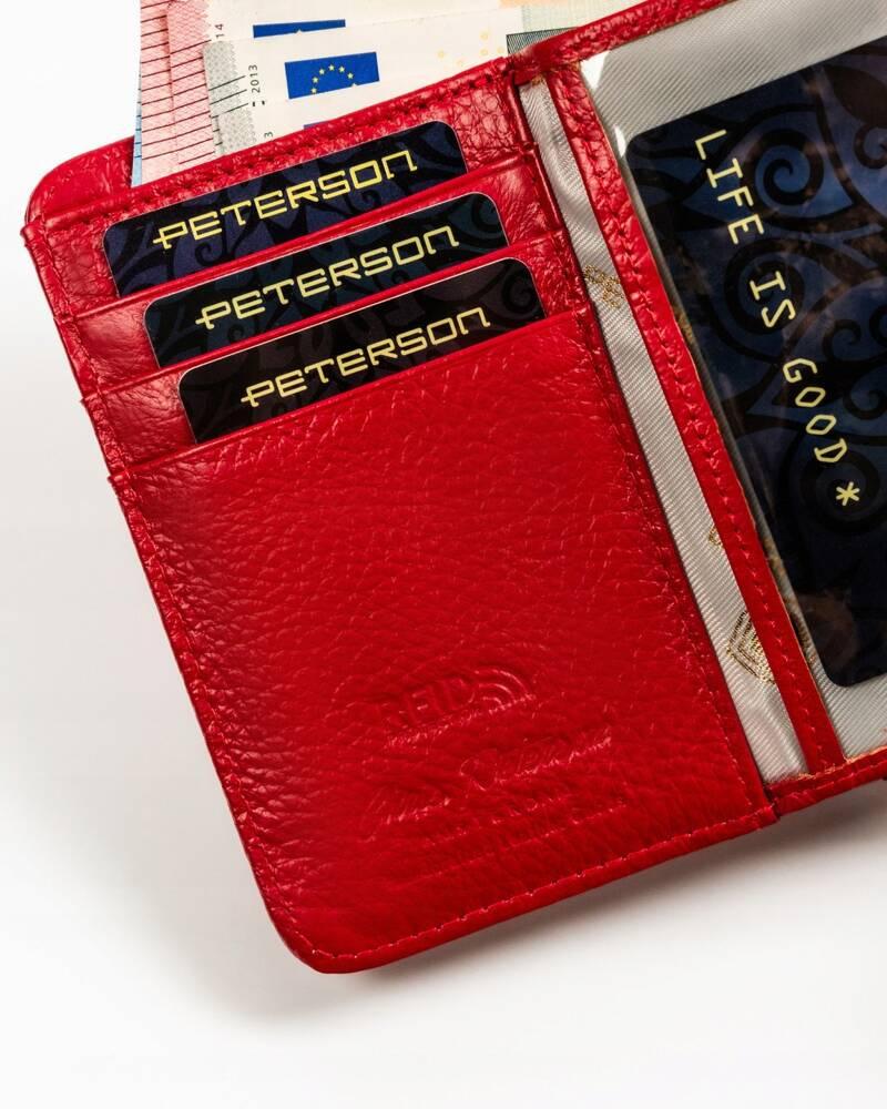 Women's wallet made of genuine leather with a snap and zipper closure - Peterson