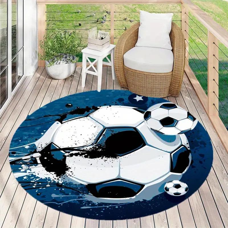 Pallone Calcio Tappetino da gioco per bambini Tappeto rotondo Soggiorno Cerchio Tappetino antiscivolo Camera da letto Zerbino Lavabile Home Corridoio