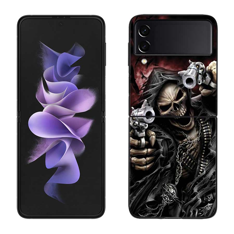 Grim Reaper Skull Skeleton Case for Samsung Galaxy Z Flip 6 Flip 5 4 3 5G Black Cell Phone Cover Samsung Z Flip 5 5G Luxury P