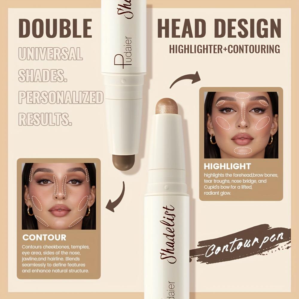 Double Ended Multi Function Contour Stick Long Lasting Highlight & Define for A Three Dimensional Nose Bridge Shadow, Waterproof Foundation