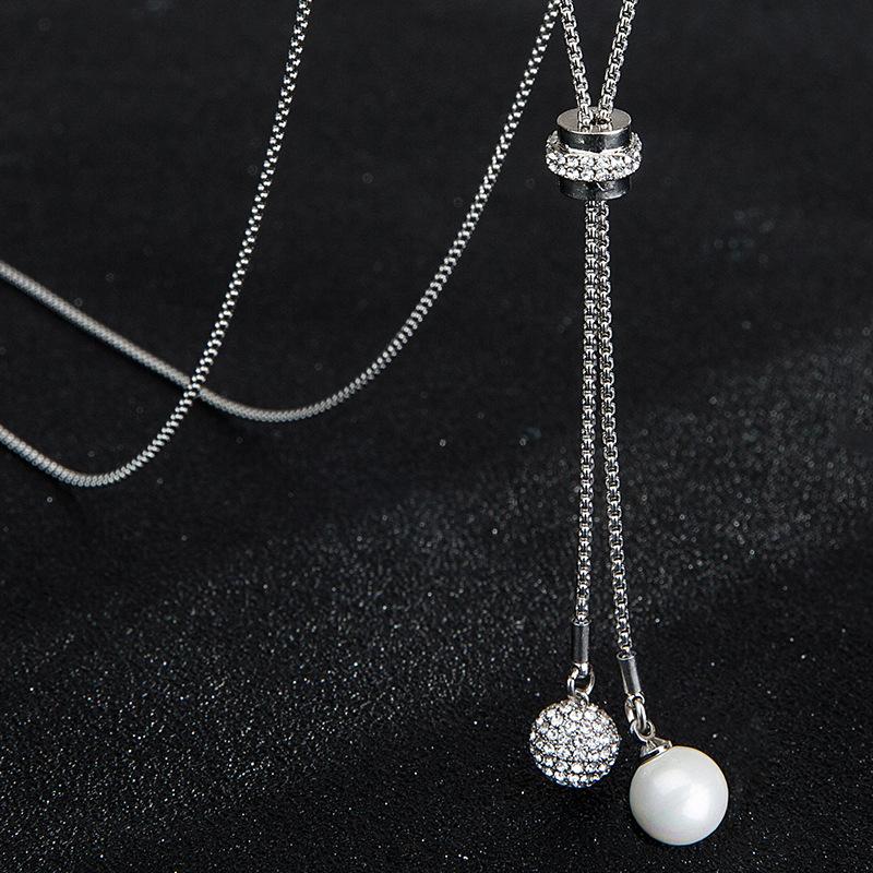 Long Stunning Box Chain Necklace For Women Featuring Alloy Pendant In Silver Gold