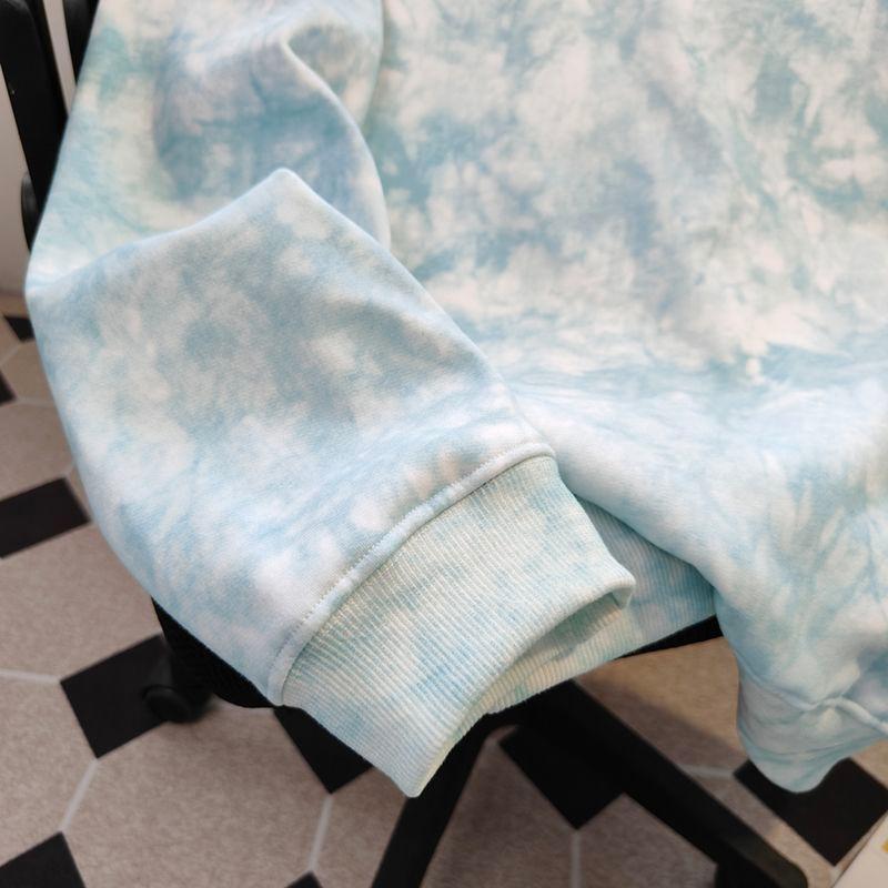 Pure Cotton American High Street Tie-dyed Round Neck Sweatshirt for Women Autumn Winter Loose Casual Top