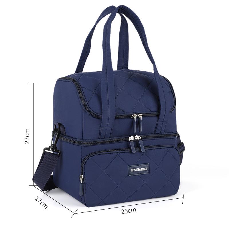 Colorblock Large Capacity Insulated Crossbody Lunch Bag with Thick Aluminum Foil