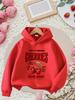 Stylish letter-themed cherry-print hooded sweatshirt for boys and girls—perfect for autumn and winter outdoor activities.