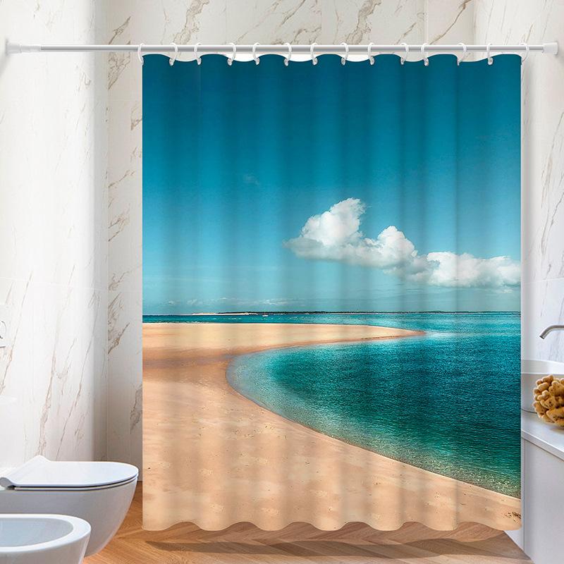 Summer landscape photos washable Dirt-Resistant Shower Curtain Shower Head waterproof Polyester Bath Curtain For Home Decor 70x140CM