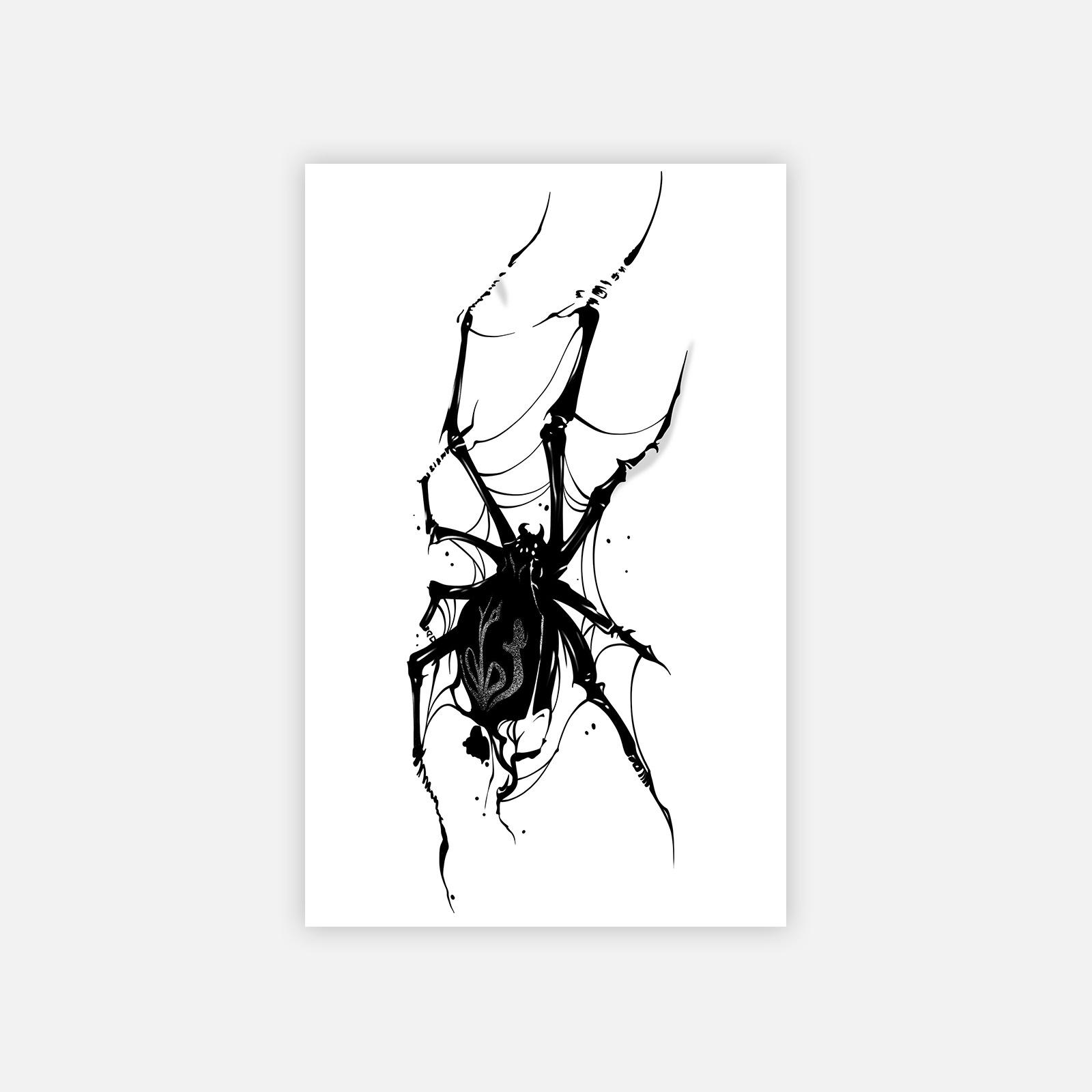 Advanced Wind Y2K Wind Dark Type Personality Domineering Spider Arm Tattoo Sticker 12*19CM
