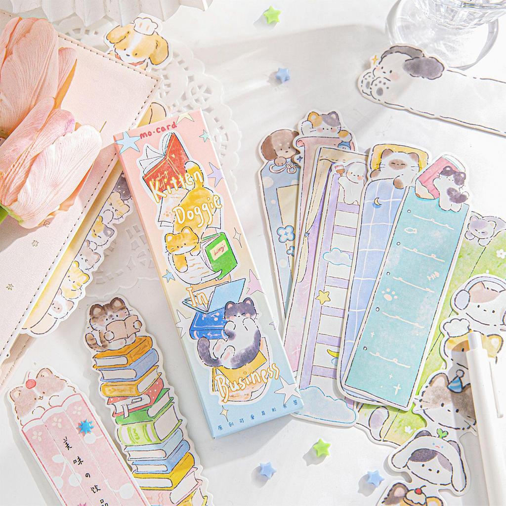 Momo Cute Boxed Irregular Bookmarks - Kittens & Puppies Series for Student Reading