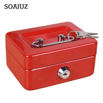 Mini Cash Box with Security Lock And Two Keys Compact Shock-proof Portable Multi Compartments Deposit Petty Cash Cash Safe Metal Box Jewelry Precious