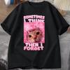 Sometimes I Think Then I Forget Funny Cat Meme TShirt Women Men Stupid Humor Cat T-shirts Short Sleeve Oversized Top