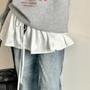 Sweet Lace Up Hip Scarf Shirt Extender Ruffled Edge Waistband Layer Outfits Skirt  Jeans Decor