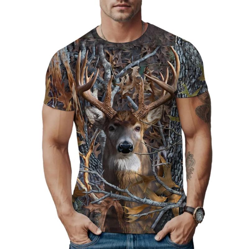 Summer Round Neck 3D Print Top Fashionable Casual Short Sleeved Men's T-shirts