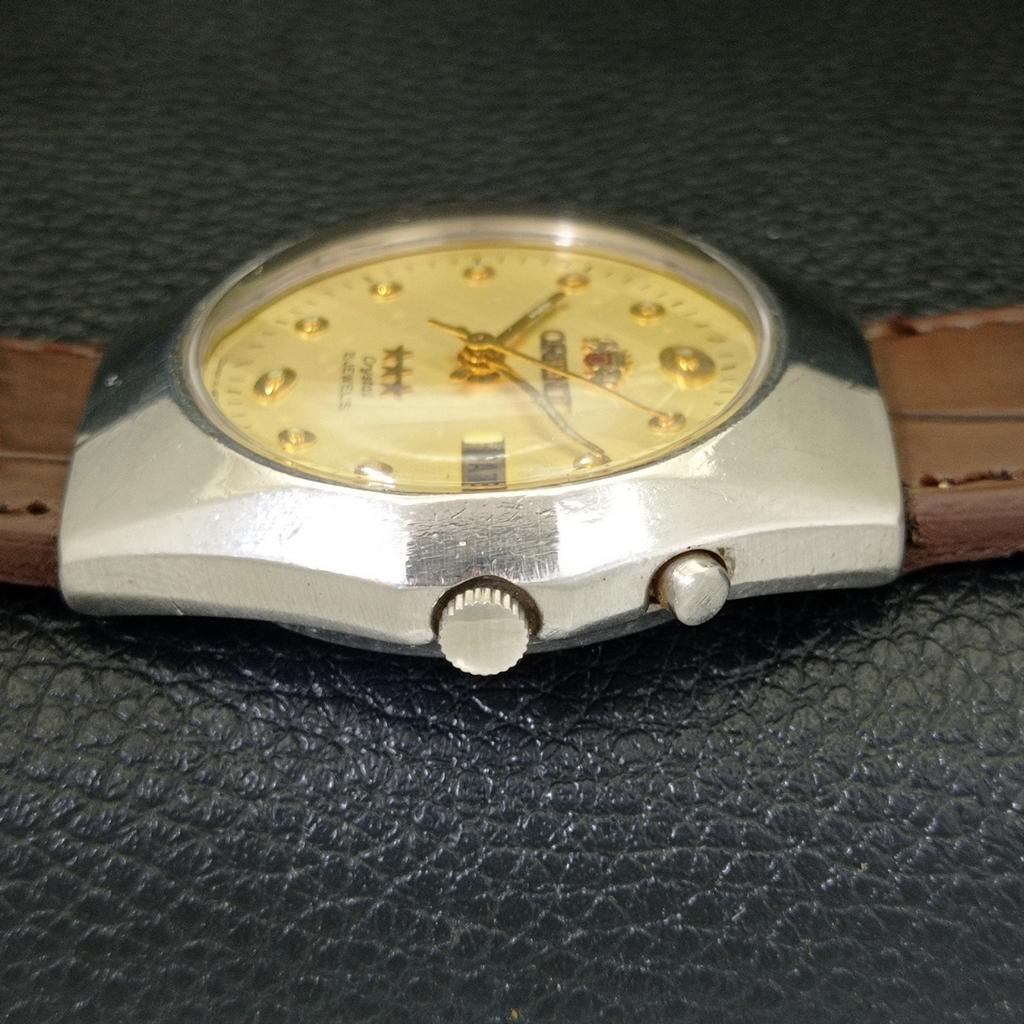 AUTOMATIC 46941 VINTAGE ORIENT CRYSTAL JAPAN MENS ORIGINAL DIAL WATCH A701891-5 R207-a701891