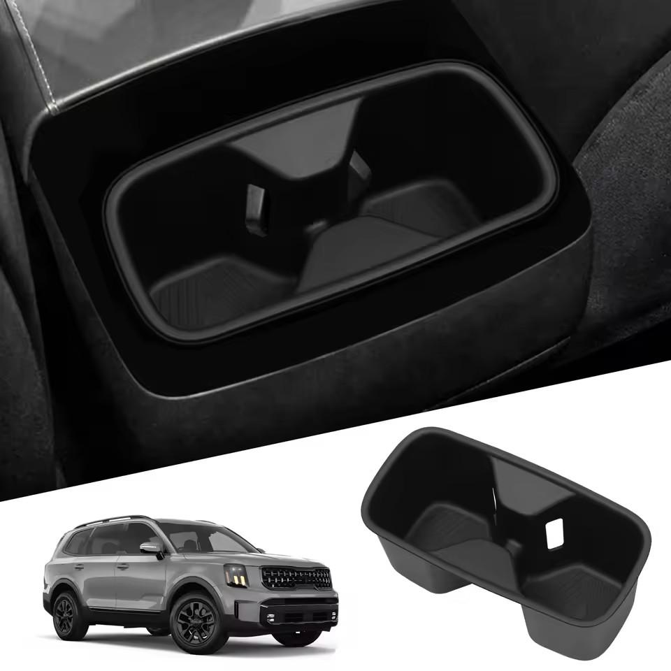 

for Kia Telluride 2020-2026 Center Console Armrest Box Rear Water Cup Holder Drinks Storage Box Car Interior Accessories Black