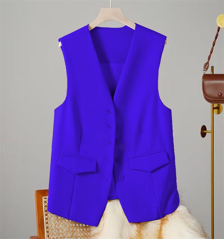 2025 Spring V-neck Loose Solid Color Sleeveless Jacket & Cardigan Vest