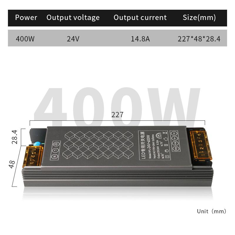 Ultra Thin LED Power Supply DC24V Lighting Transformers 60W 100W 150W 200W 300W 400W AC220V Driver For Strip Underground Lamp