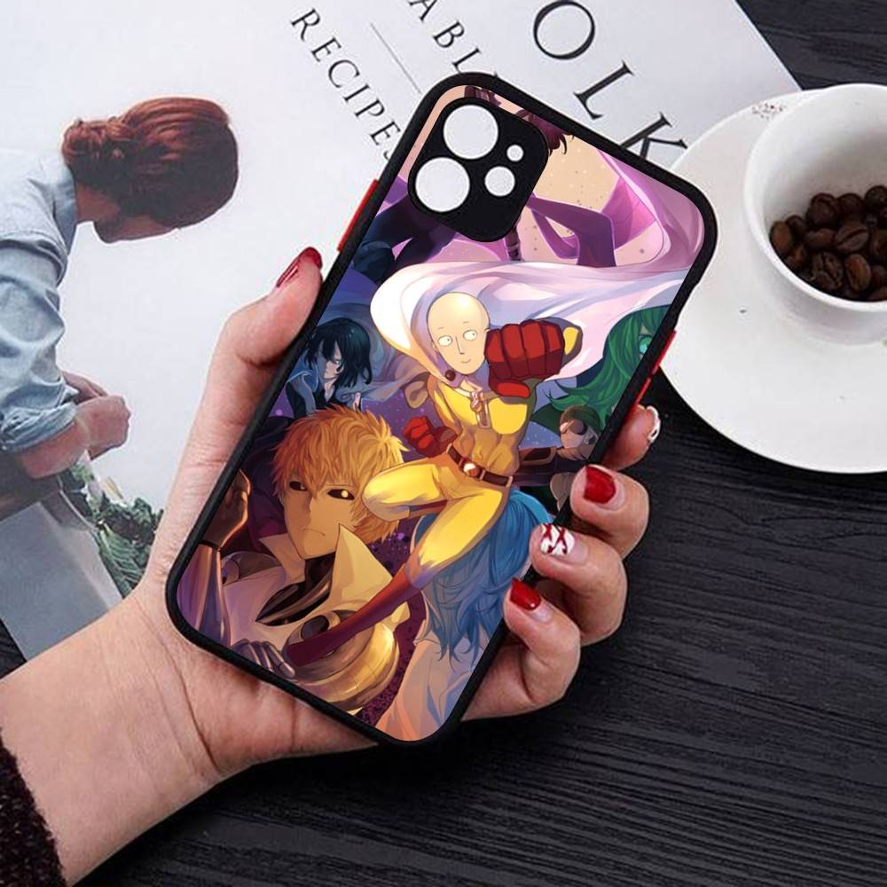 One P-Punch Man Saitama Phone Case For IPhone 14 11 12 13 Mini Pro Max 8 7 Plus X XR XS MAX Translucent Matte Cover