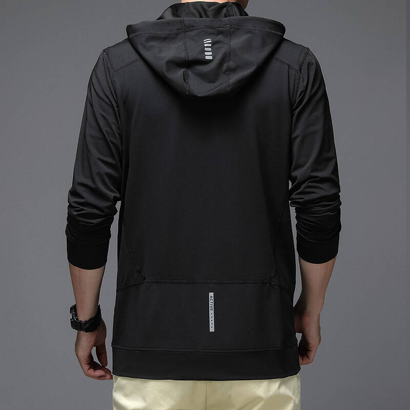 Spring and Autumn Thin Sports Sweater Korean Edition Trend Men's Casual Hooded Jacket Solid Color Versatile Top Men's