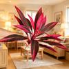 Large Realistic Artificial Fern Dragon's Blood Tree Plants, UV Resistant Fake Ferns with Pink Purple Leaves for Outdoor Garden, Patio, Wedding,