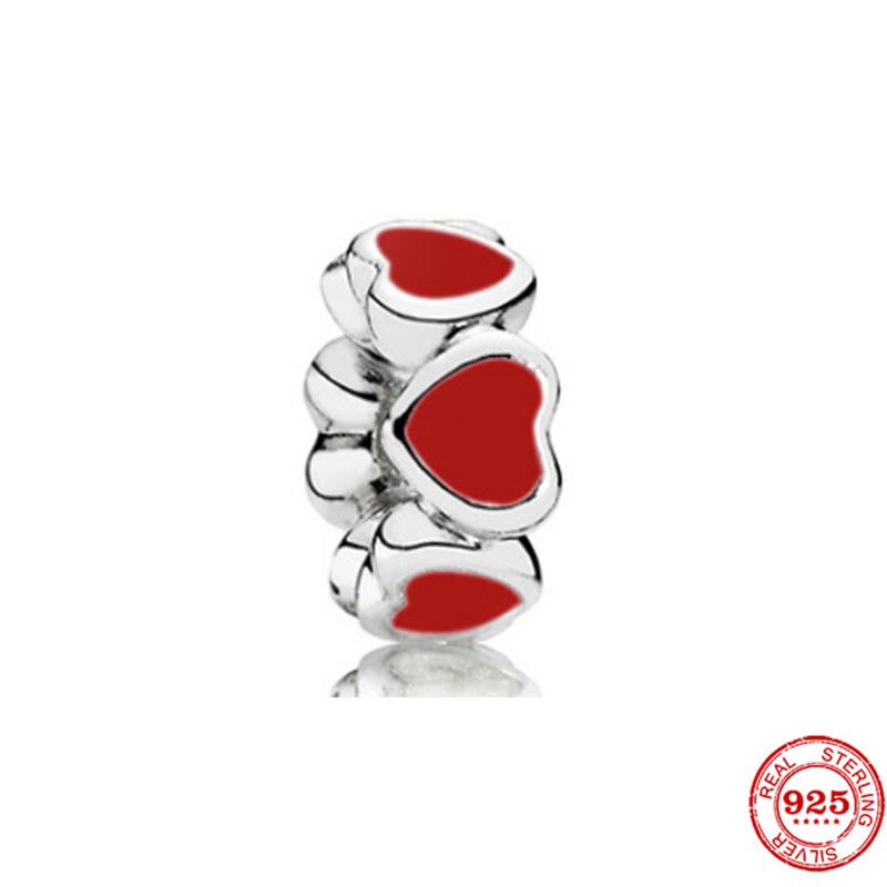 925 Sterlingsilber DIY Schmuck Lippenstift High Heels Liebesherz Hantel Apfel Charm Perle Armband