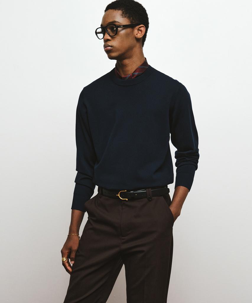 NOIRER Silky Round Neck Knit (Navy)