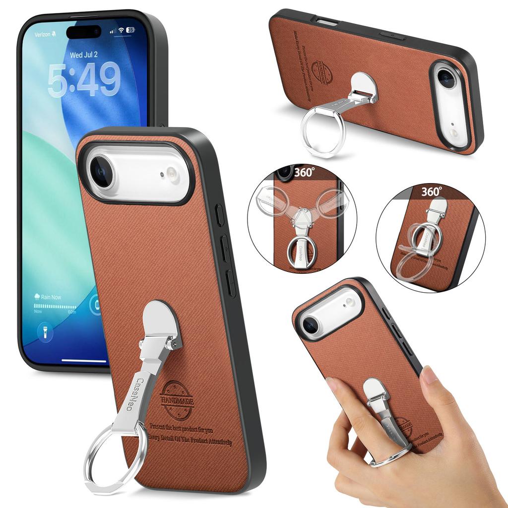 CASENEO BW-12 For iPhone 17 Air Case Folding Kickstand Twill Texture Leather Back Cover