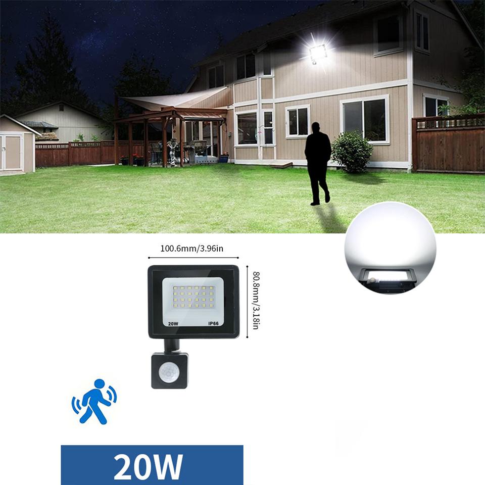LED Floodlight Motion Sensor AC220V AC110V 10W-300W Waterproof Outdoor Projector Exterior Spotlight Outdoor lamp  Wall Reflector