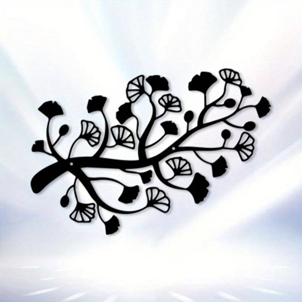 Metal Vintage Black Ginkgo Branch Home Wall Art Decor