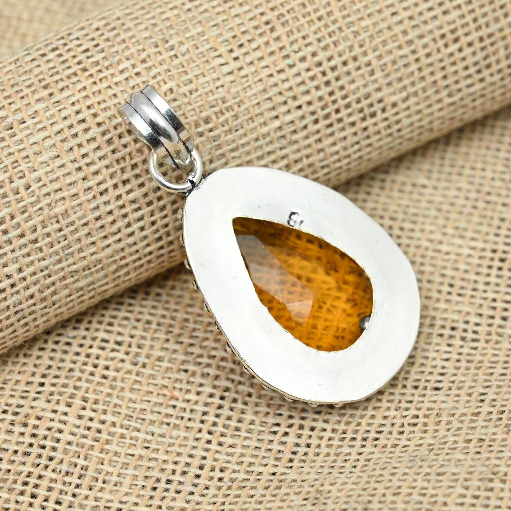 Honigtopas-Edelstein, handgefertigter Schmuck aus 925er Sterlingsilber, zierlicher Anhänger, Verlobungsgeschenk