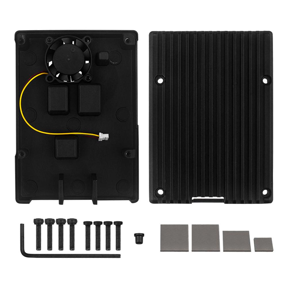 Aluminum Alloy Case Case with Heatsink Fan Case with Cooling Fan Metal Shell Cooling Enclosure Fit for Raspberry Pi 5