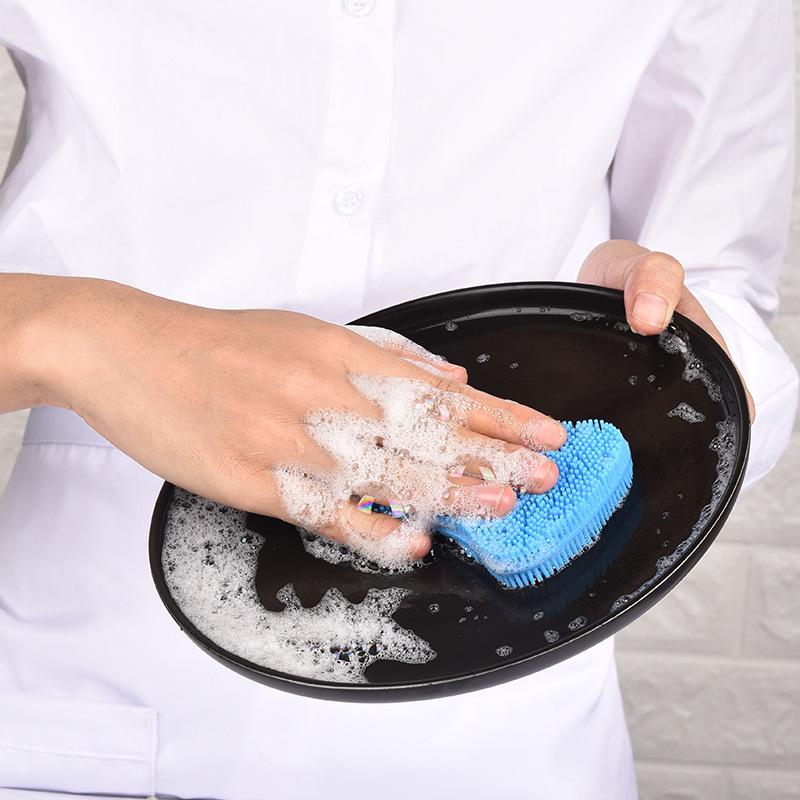 3 Pezzi Spazzola per Lavare i Piatti in Silicone Spugna per Pentole e Padelle Spazzola per Pulizia Cucina Tamponcino Abrasivo in Silicone Spazzola per Lavare Pentole, Padelle, Frutta e Verdura