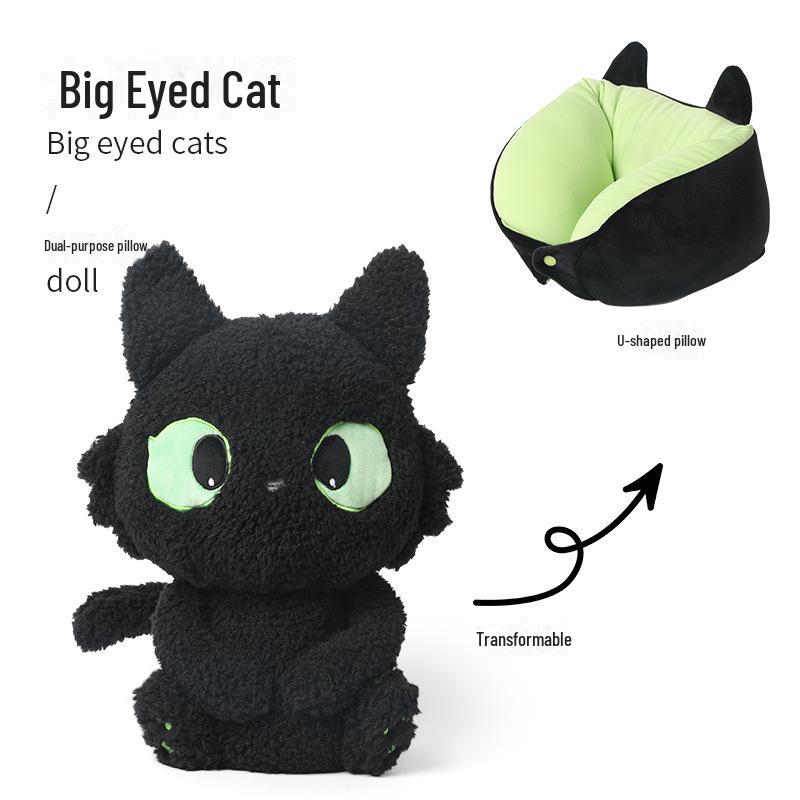 Polštář na krk ve tvaru U s kapucí řady Black Cat do kanceláře i na cesty