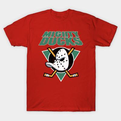 Asian Size Men Print T-shirt Mighty Ducks Retro No-Cut Heat Transfer Print Cotton Tshirt