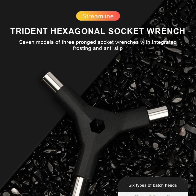 6 In 1 Bike Hex Allen Wrench Y Shape 3 Way Interchangeable Bits Carbon Steel Bicycle Hand Repair Tool Kit T25 Ph2 Screwdriver