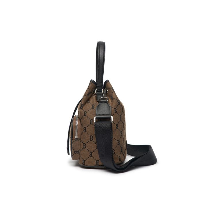 MLB Monogram Series Vintage Full Print Boston Red Sox Drawstring Polyester Bucket Bag Women bags Brown 3ABMS011N-43BGD