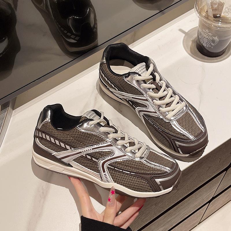 

Модные повседневные кроссовки женские дизайнерские ретро беговые кроссовки Tenis De Mujer модные тканевые дышащие обувь на платформе с увеличением высоты 40 коричневый