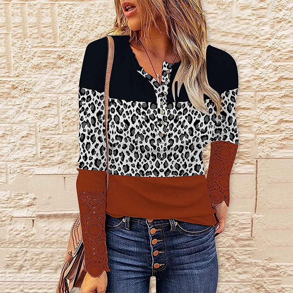 Ladies Casual Round Neck Pullover Striped Lace Hollow Stitching Spring And  Long Sleeves